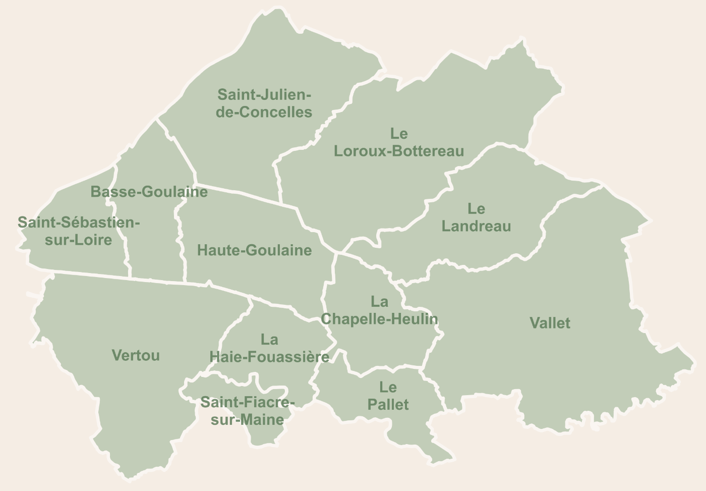 Carte de la zone d'intervention - Sud Loire et Vignoble nantais